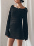 'Odelia' Crochet See-Through Knit Dress - Celes Fashion